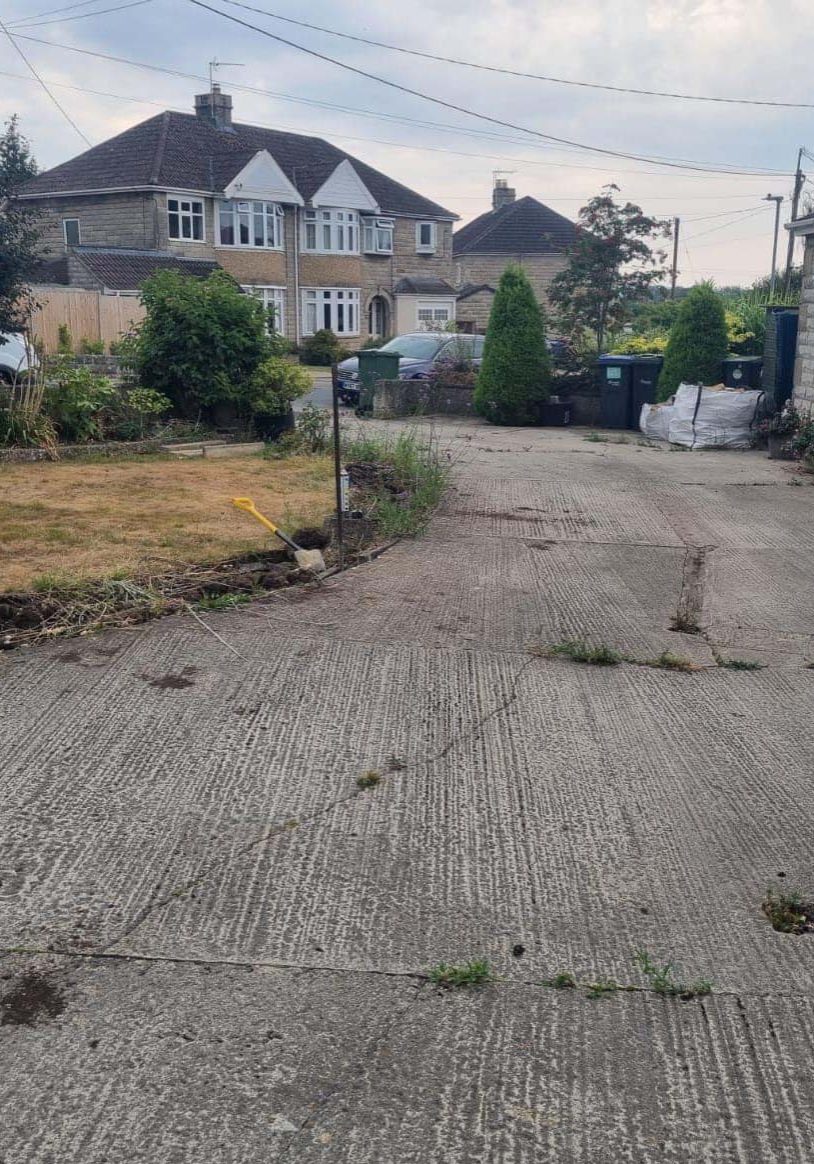 Block paved driveway before